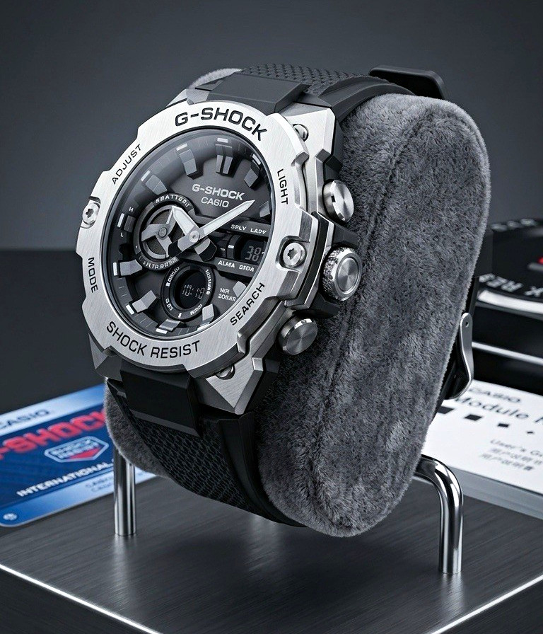 Casio G-SHOCK GST B400 Analog-Digital Shock-Resistant Black Resin Watch w/ Box