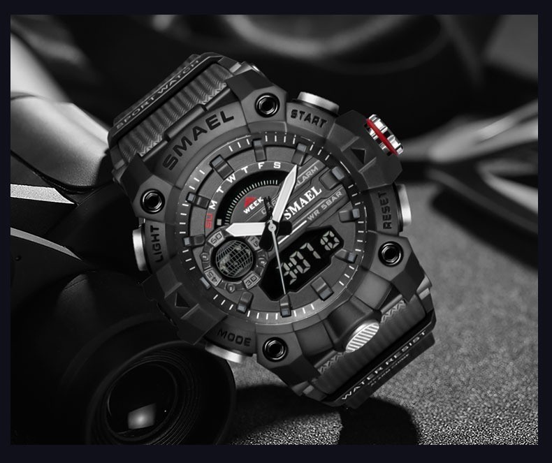 Tactical Black Watch for Men – Durable Military Style, Waterproof, 8040