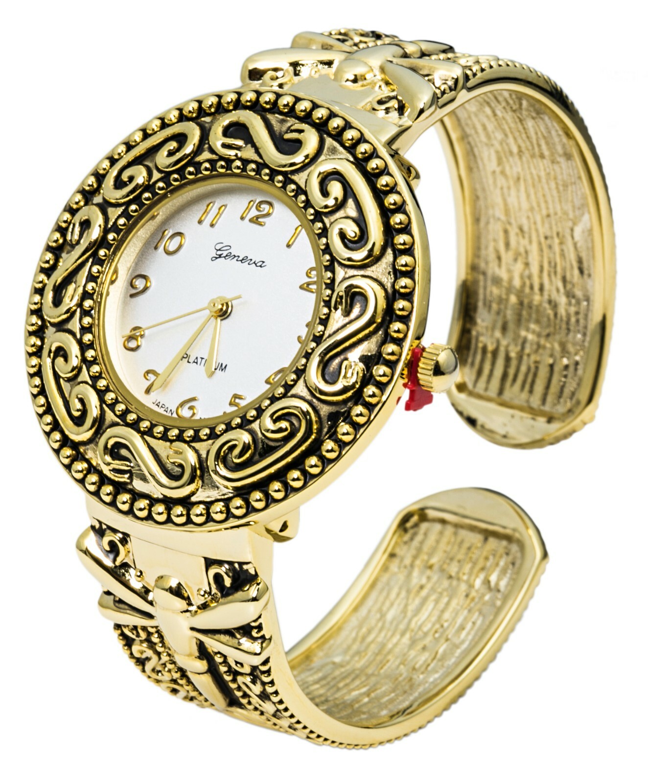 Blekon Collections Quartz Womens 38mm Intricate Concho Cuff Bangle Watch