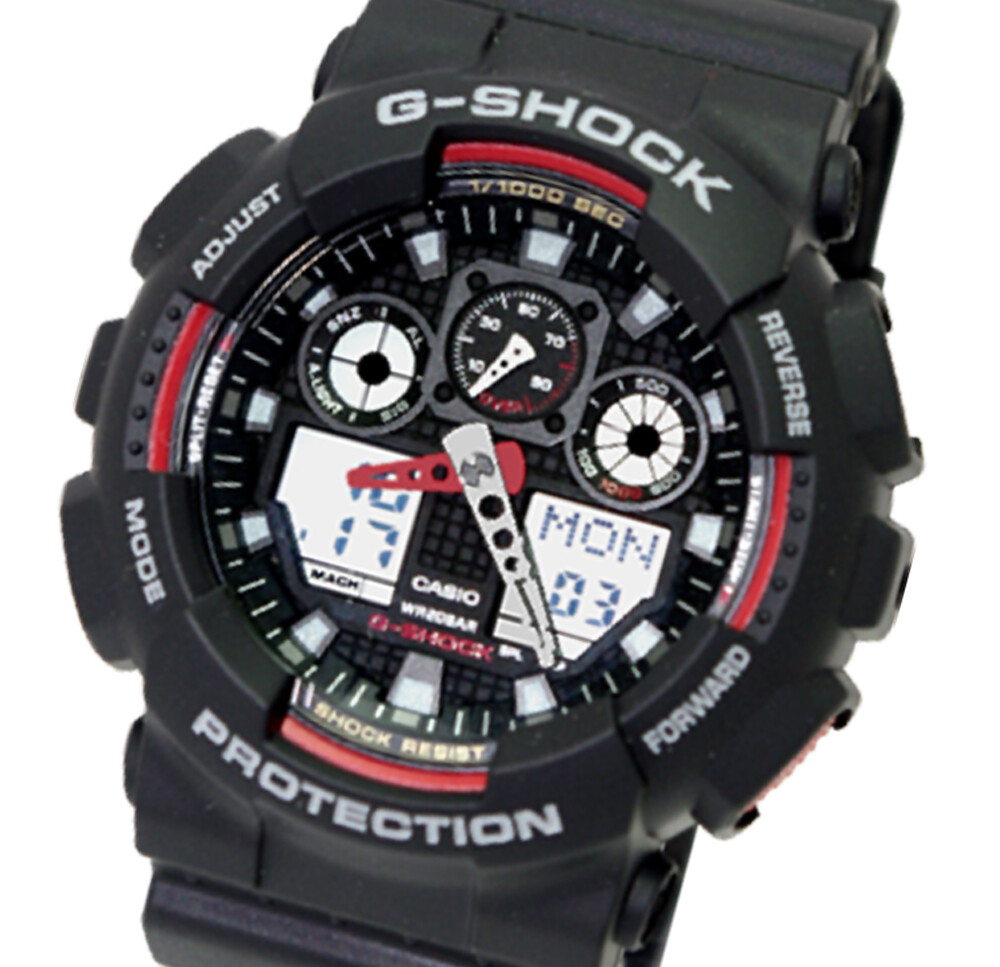 Casio GA100-1A4 G-Shock X-Large Red Black Ana/Digi Men Watch NEW