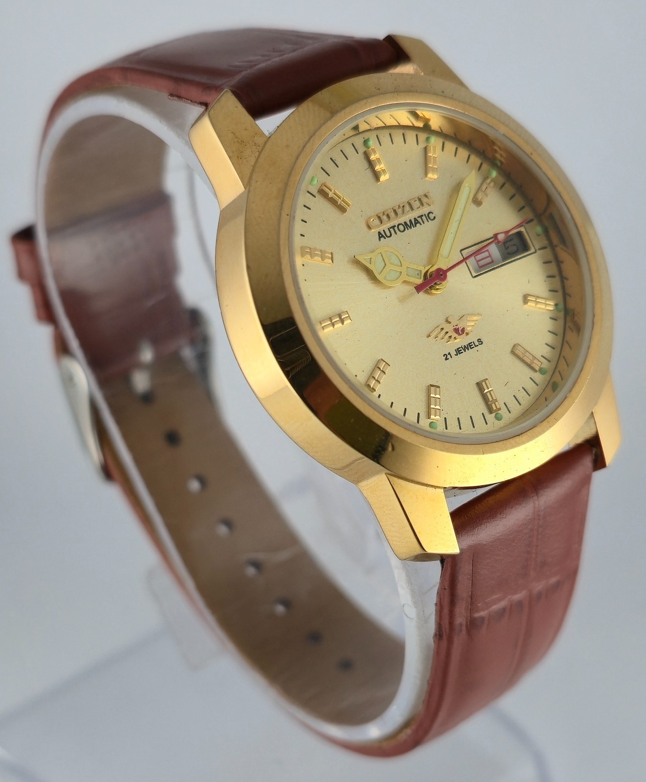 Refurbished Citizen Automatic Gold Dial with Day/Date Men’s Watch | 21 Jewels