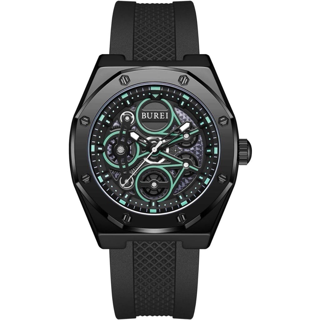 New Burei Men’s Geometric Luminescent Skeleton Dial Watch BS0129-HHLHH