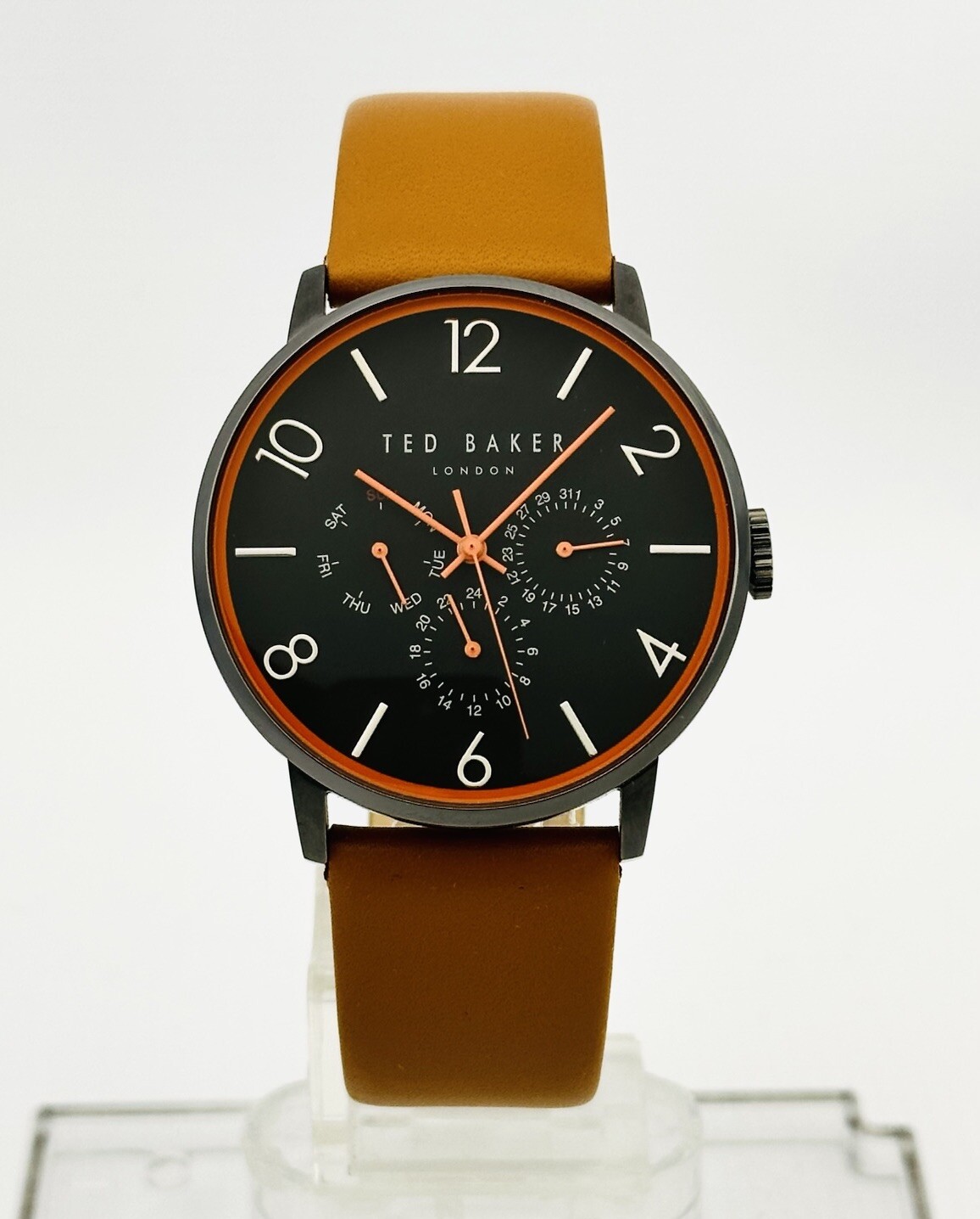 Ted Baker TE10023490 ‘SMART CASUAL’ Multifunction Black Case Brown Strap Watch