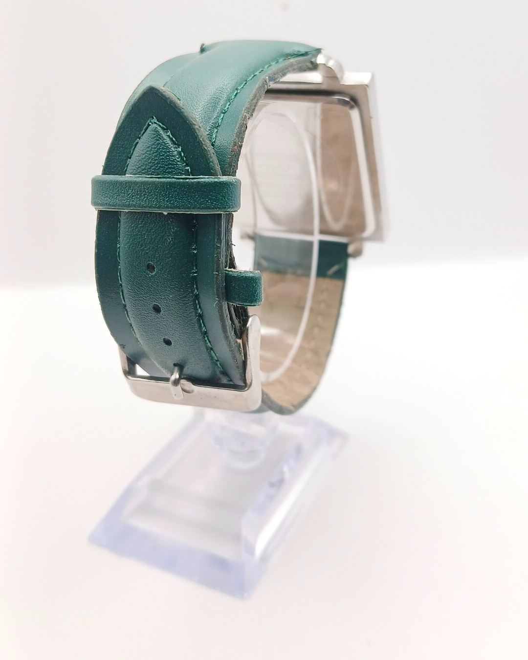 Geneva Multi-Time Zone Watch Square Face Dark Green Strap Novelty Retro Style