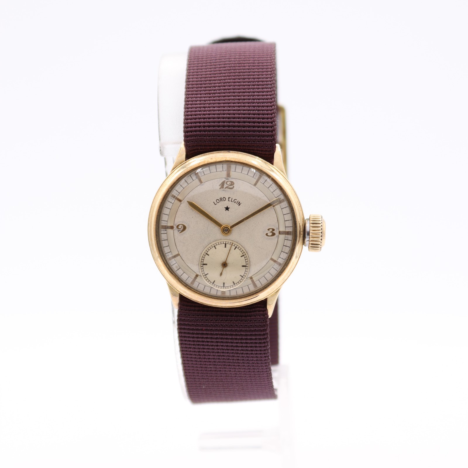 Vintage 28mm Lord Elgin Two Tone Dial Mens Mechanical Wristwatch USA Gold Filled