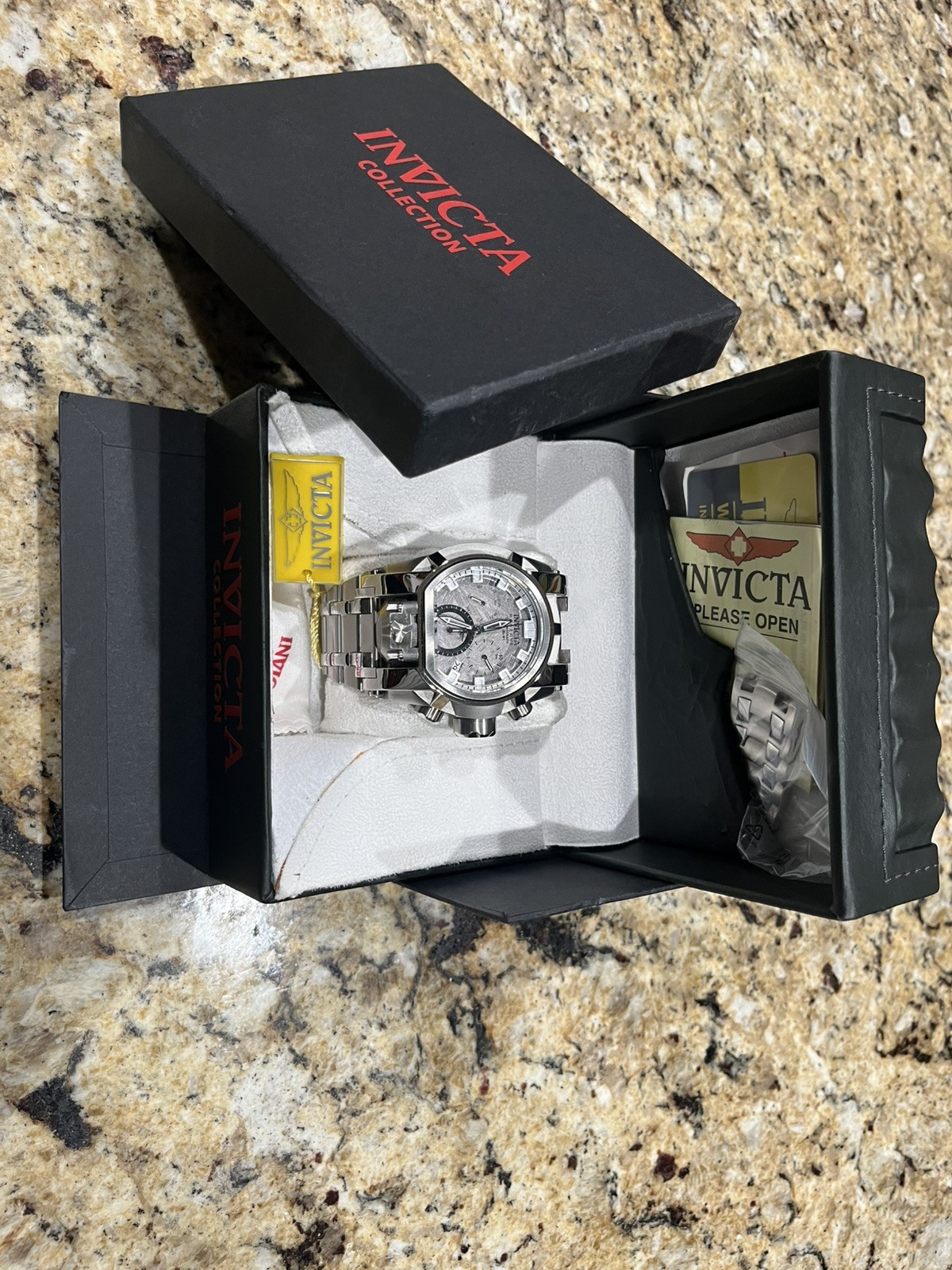 Invicta Reserve 52mm Bolt Zeus Magnum Swiss Z60/515 Dual Quartz Meteorite #28408
