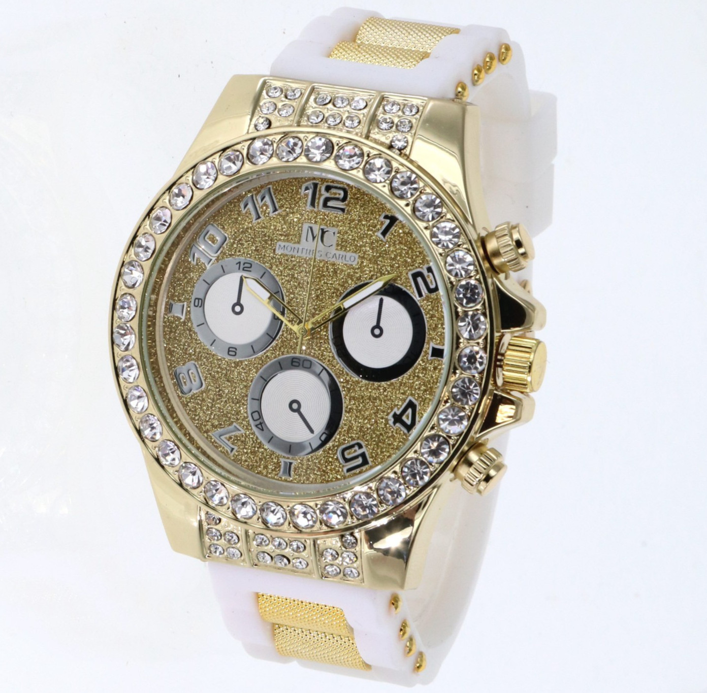 Men’s Hip Hop Watch Iced Bling Rapper Big Stones Silicone Band Luxury Fashion