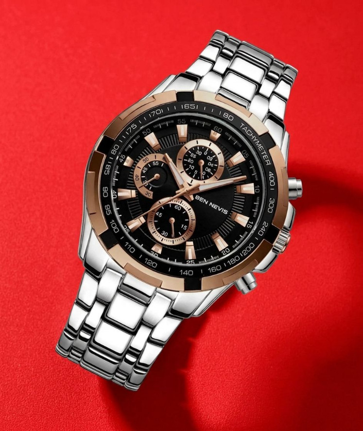 Mens Classic Luxury Watch Black Gold Quartz Analog Display Waterproof Wristwatch