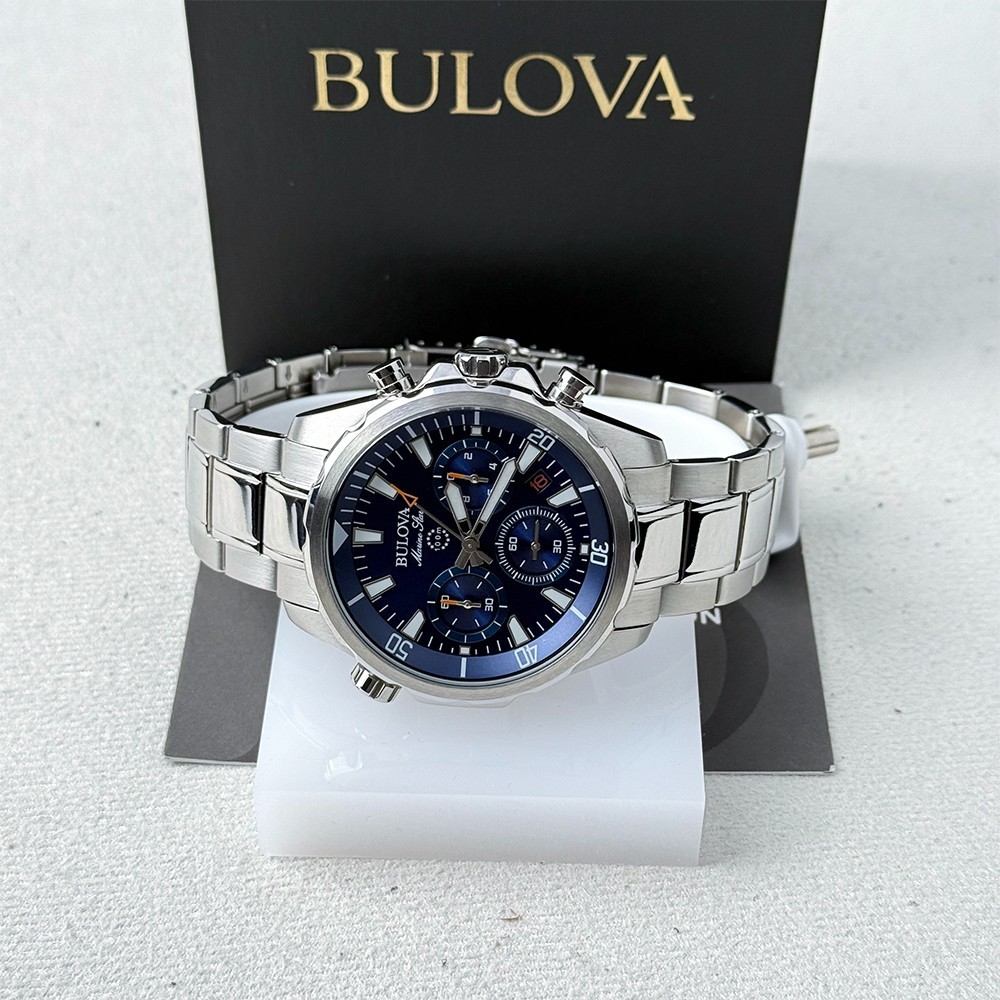 Bulova Men’s Marine Star Chronograph Blue Dial Stainless Quartz Watch 96B256