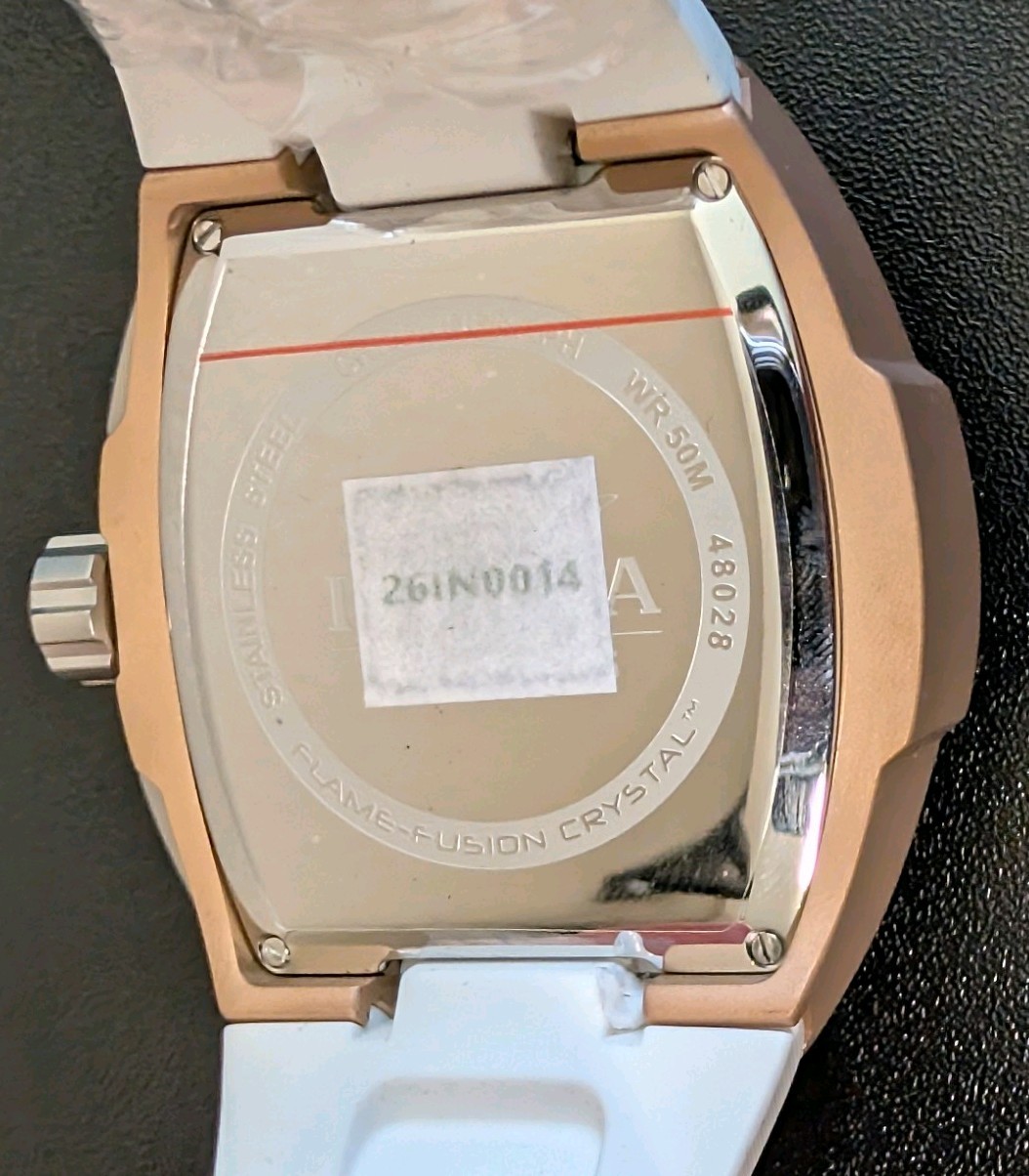 Invicta Racing Men’s Watch (Model 48028) Grey Dial Gold Case & White Strap 47mm