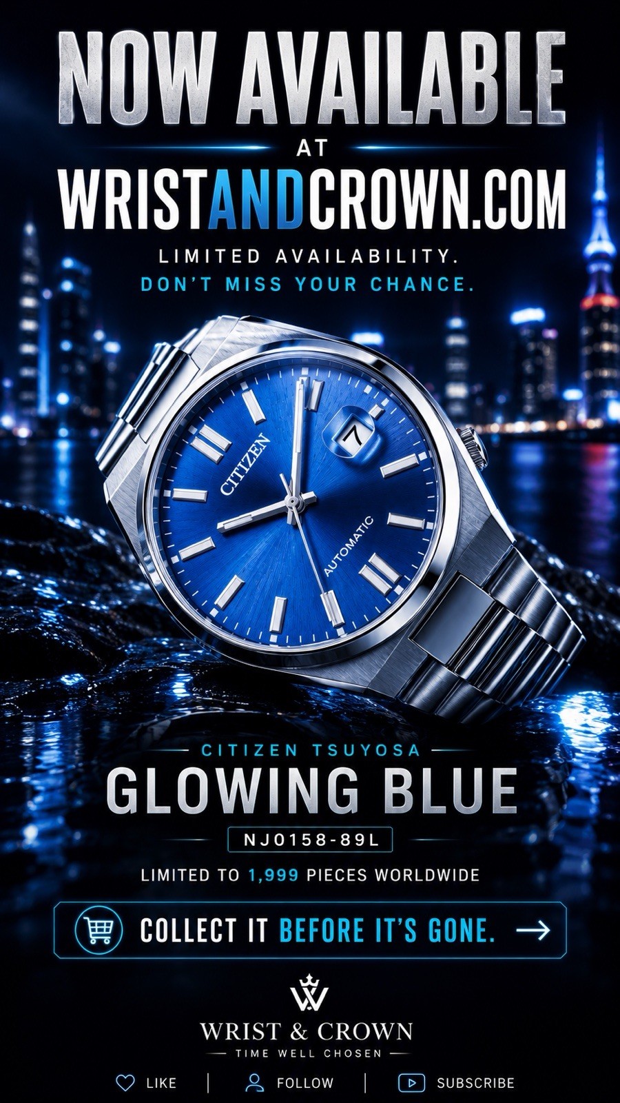 Citizen Tsuyosa NJ0158-89L Automatic Pantone Glowing Blue Limited Edition