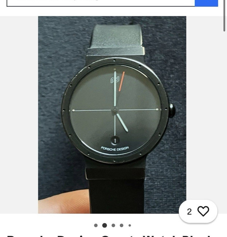 Porsche Design Quartz Wristwatch Titanium Case Black Dial Date Rubber Band