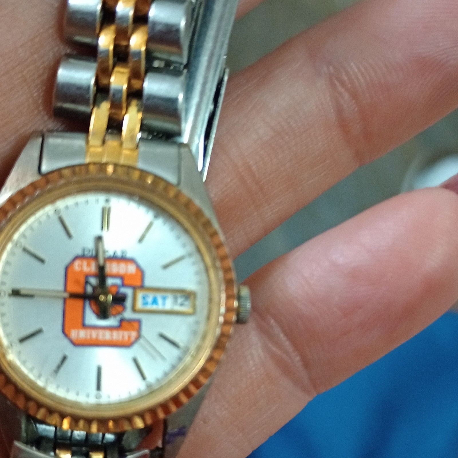Pulsar Clemson University Logo Quartz Day/Date White Dial Two-Tone Bracelet