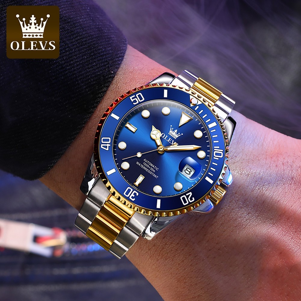 OLEVS Men’s Watch Automatic Mechanical, Stainless Steel Luminous Waterproof Date