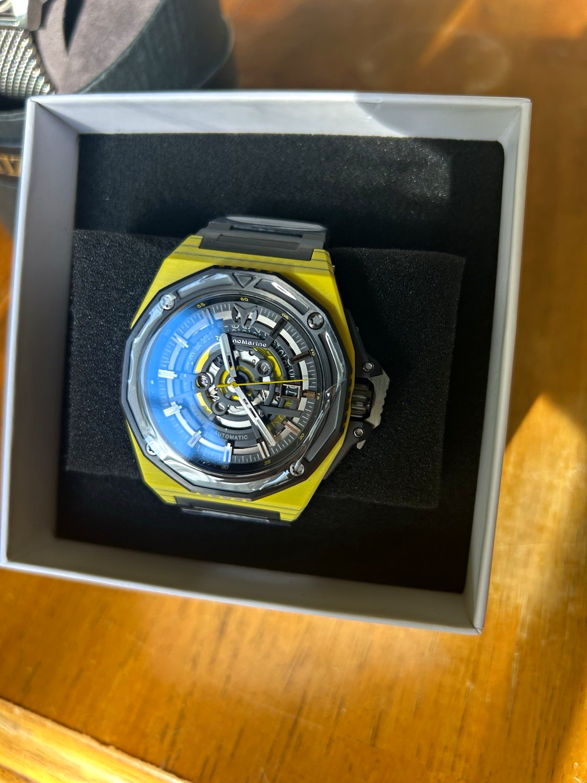 Technomarine Automatic Men’s Watch Skeleton Dial Yellow/Black carbon fiber 45mm