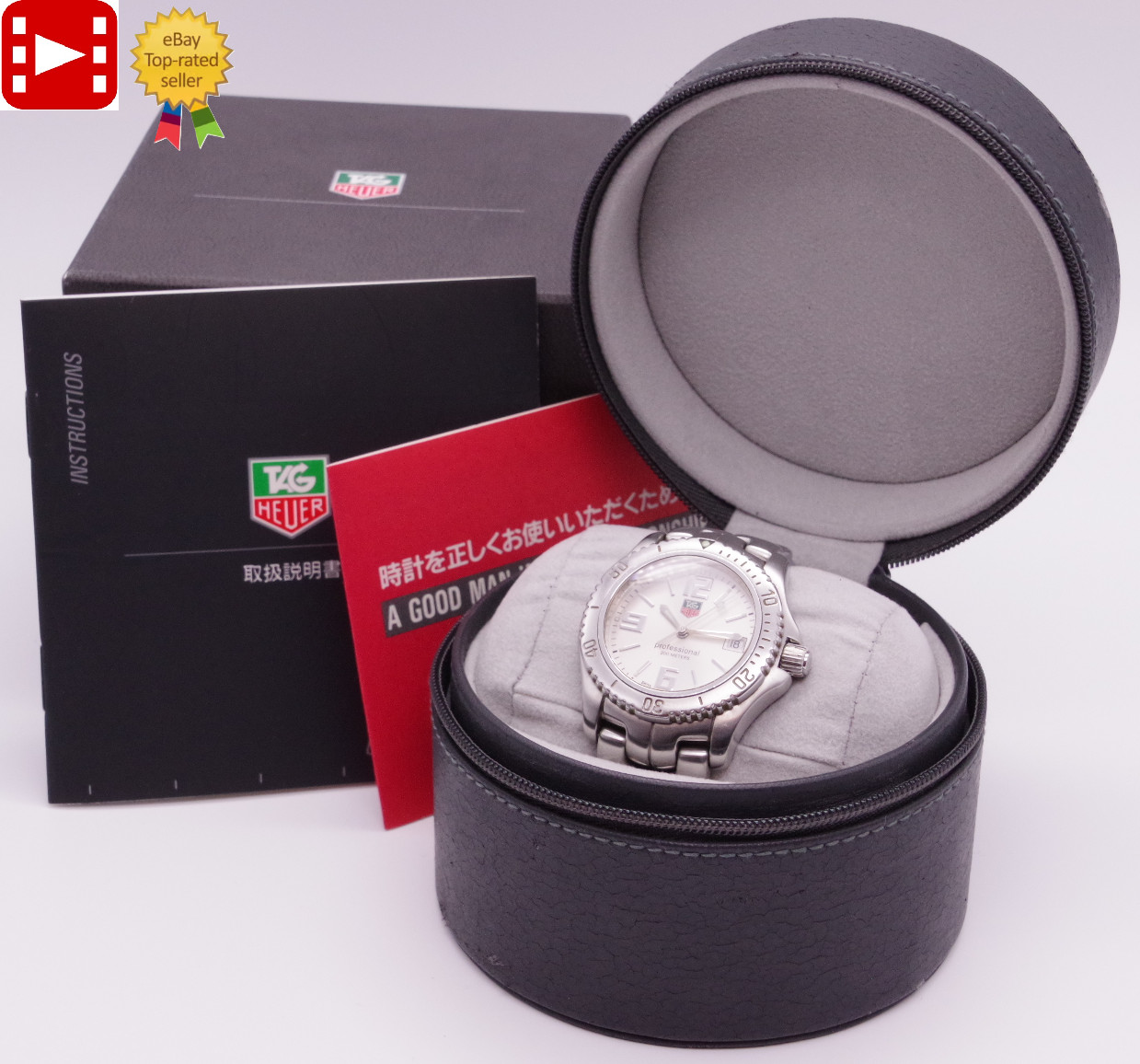 🎦[Exc+5 w/Box] TAG Heuer Link WT1212 Professional Silver Qz Men’s Watch JAPAN