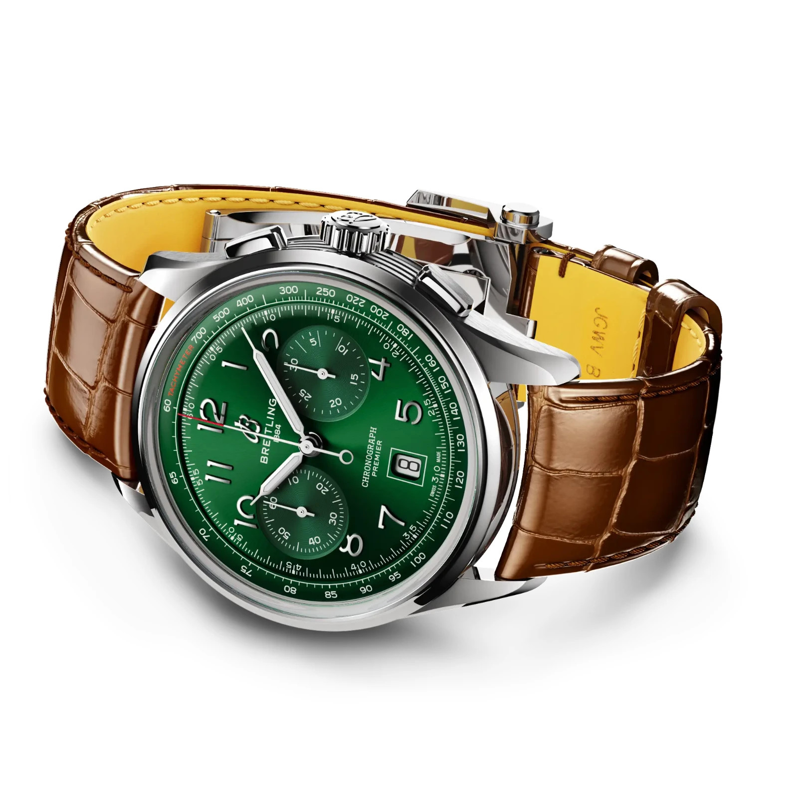 Breitling Premier B01 Chronograph 42 Green Dial Alligator Strap AB0145371L1P1