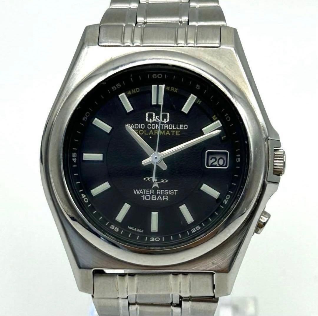 [Radio-controlled solar-powered] CITIZEN Q&Q Date Black Men’s Watch (Wor