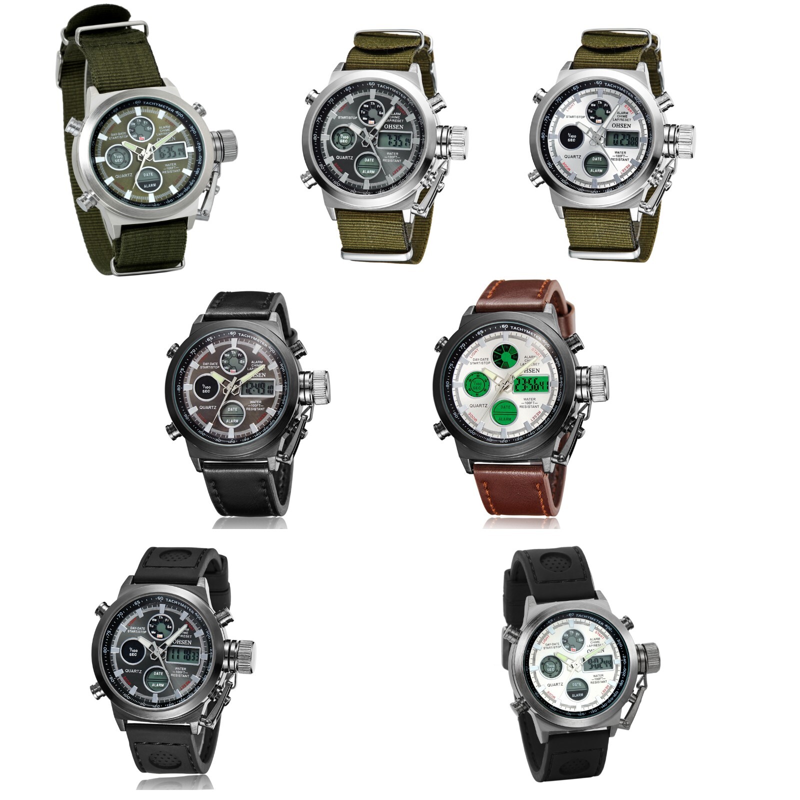 Men’s Waterproof Army Outdoor Luminous Wrist Watch Digital Quartz Dual Display