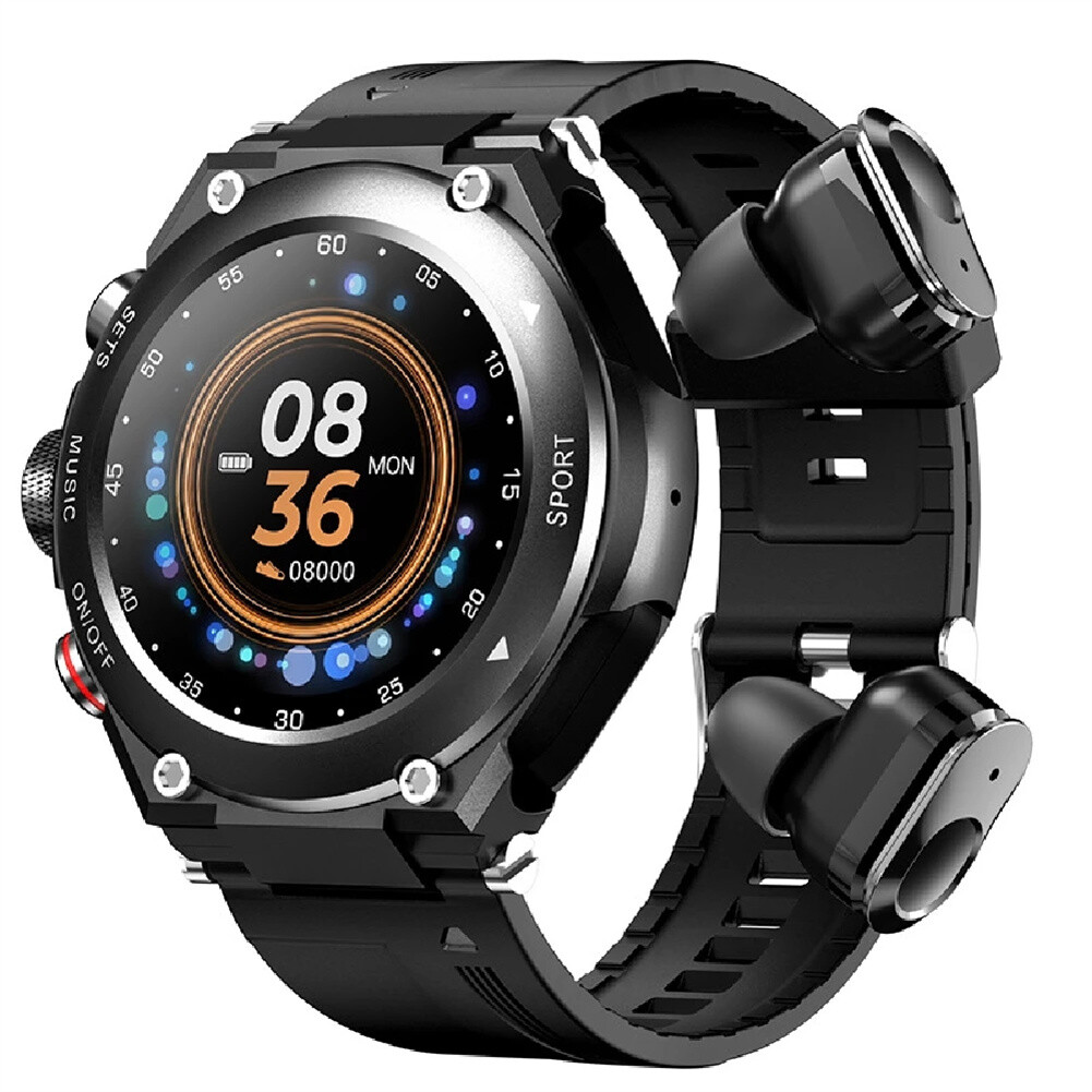 Smart Watch with Earbud 2 in 1 Waterproof Fitness Tracker Music Bracelet Speaker