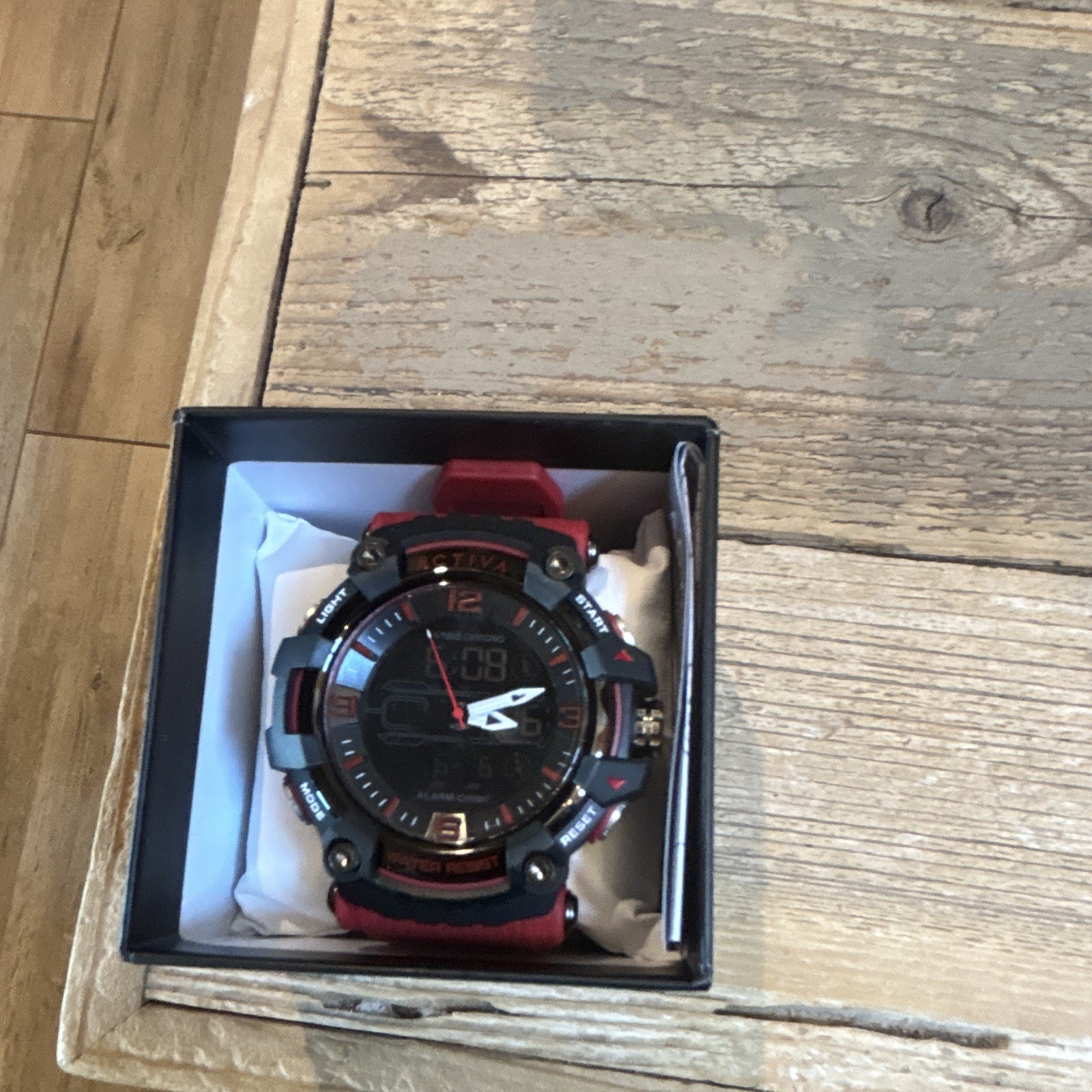 Activa Men’s Analog-Digital Quartz Alarm Sports Watch Red Rubber Band w/ Box