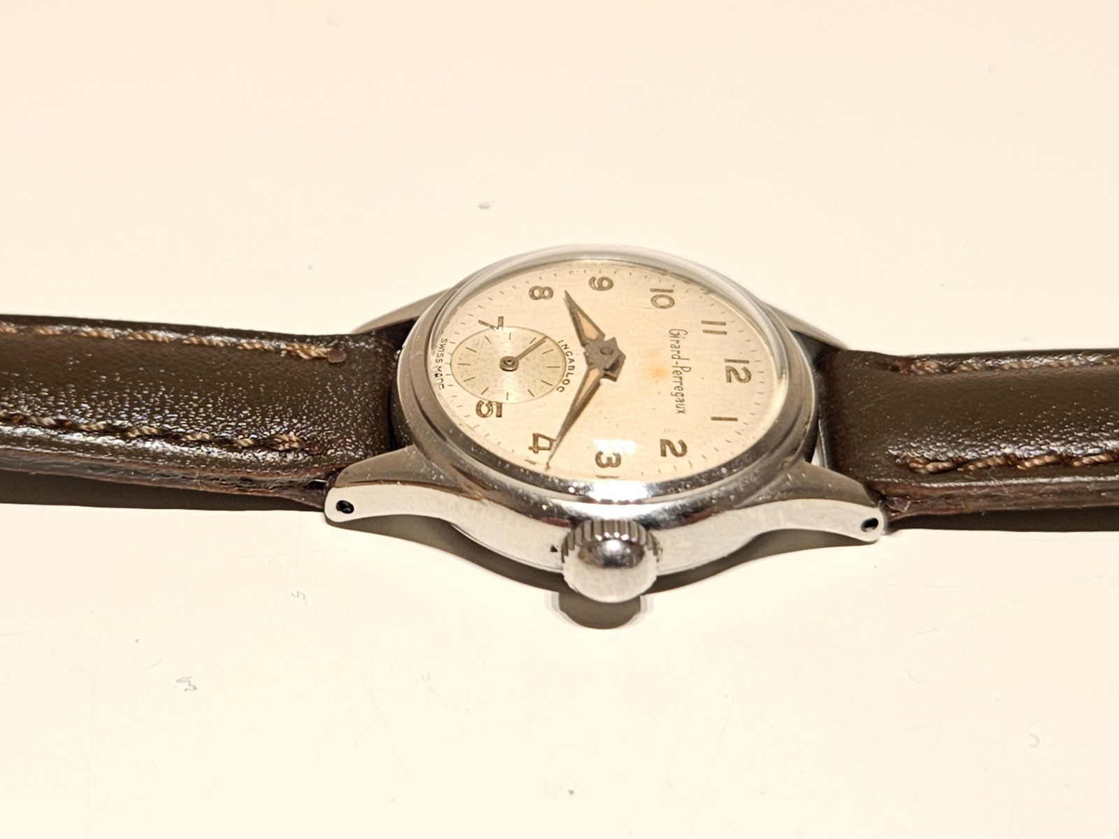 VINTAGE RARE SUB SECOND ALL STAINLESS STEEL LADIES SWISS WATCH”GIRARD PERREGAUX”