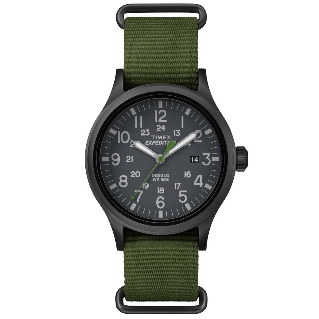 Timex TW4B04700, Men’s “Expedition” Green Nylon Watch, Scout, Indiglo, Date, NEW