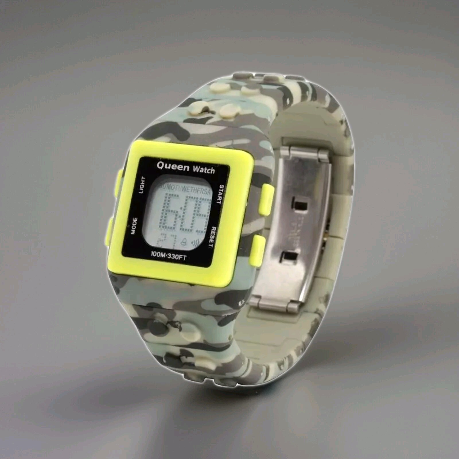 Queen Watch Orologio Yellow Extreme Quartz Lcd Display Scorrimento Wr100Mt Depl