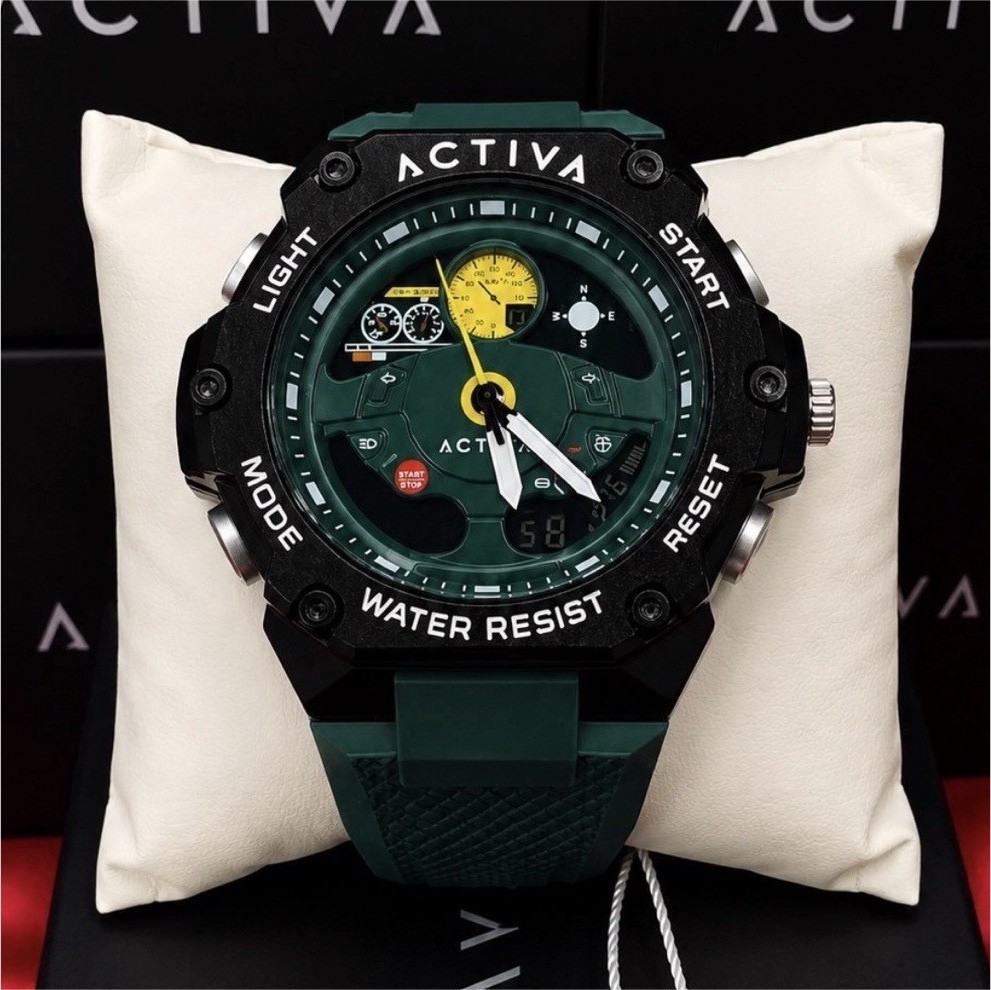Activa X Mens Black & Green Digital 55mm Watch 50m Wtr/Res ACW8092-002