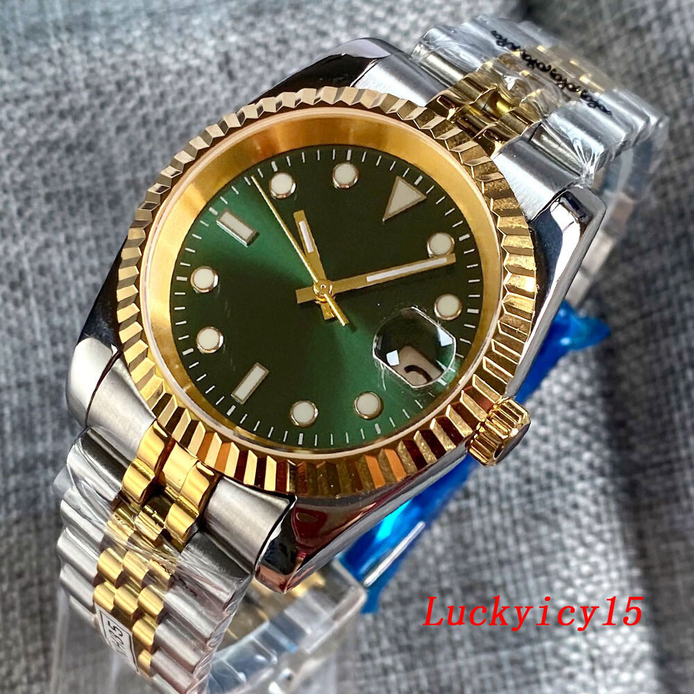 36mm 39mm Luminous Gold Sapphire Glass Polished NH35 PT5000 Automatic Mens watch