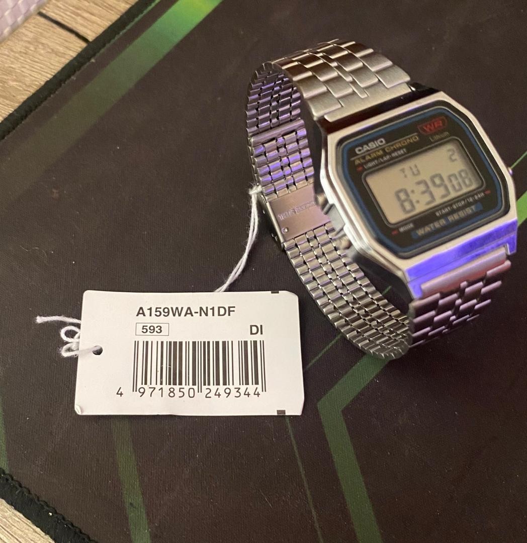 Vintage Casio A159WA-N1DF Authentic Digital Watch Adjustable Japan Band Tag 1989