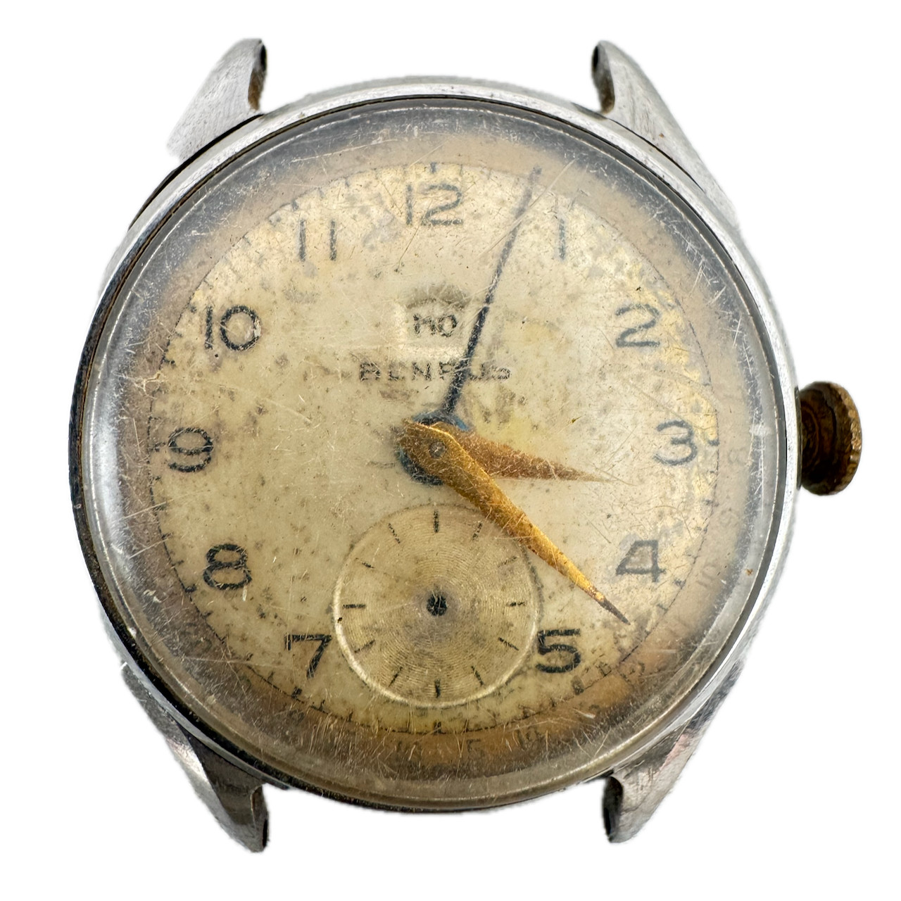 Vintage 31.5mm Benrus Date Pointer 15 Jewel Men’s Mechanical Wristwatch Steel