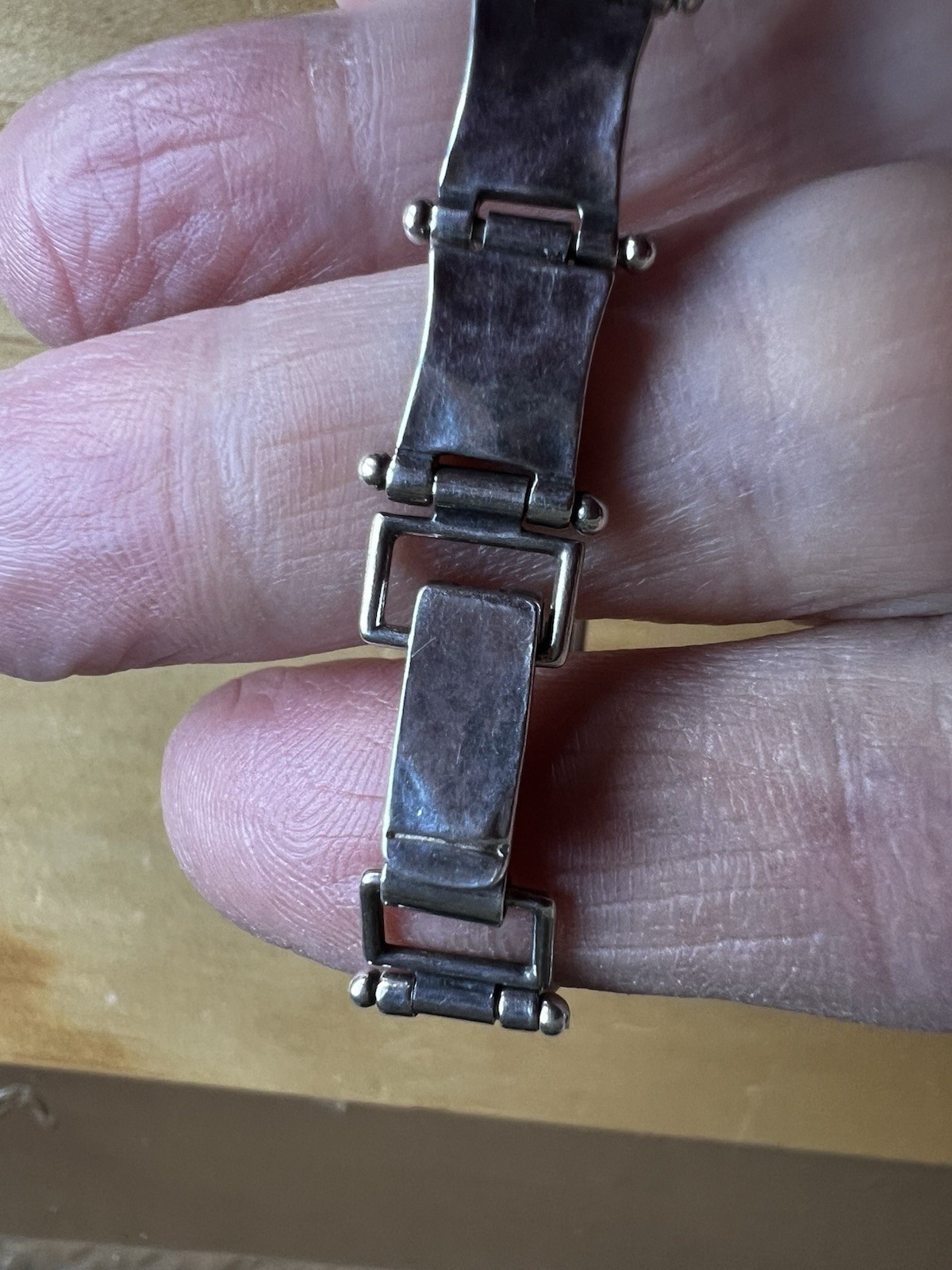 Gorgeous Or Paz Solid Silver Watch With Mother of Pearl Dial & Garnets
