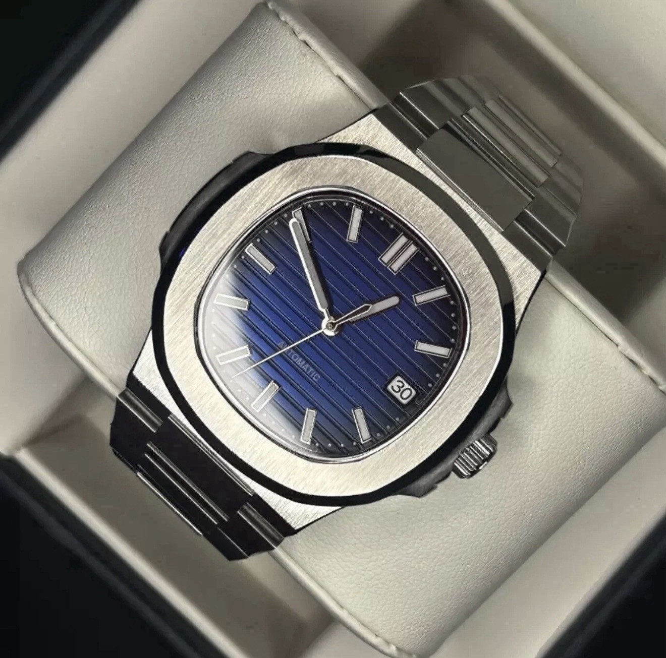 Custom 40mm Dark Blue “Jumbo” Mod Watch w/NH35 Automatic Movement