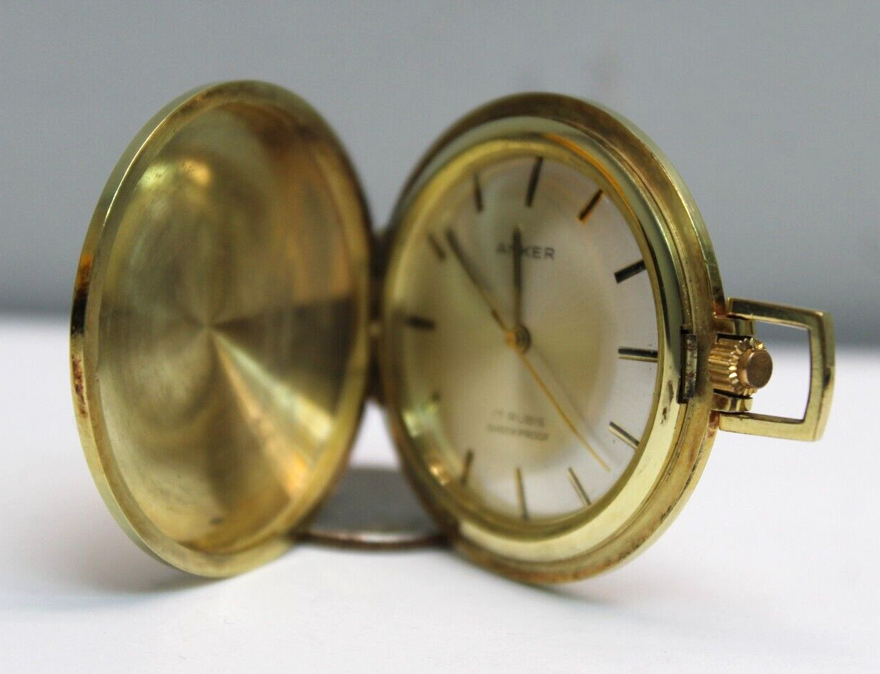 Anchor 17 Ruby ShockProof Yellow Gold Meschanical Pocket Watch Winding