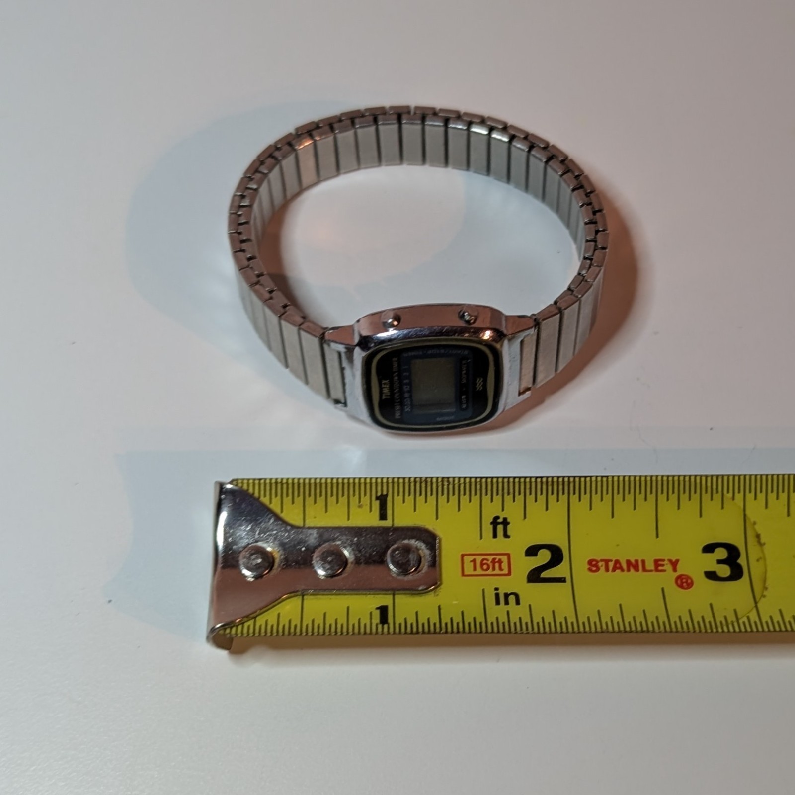Vintage Timex LCD Preset Countdown Timer Watch, Silver-Tone, Flex Band, Japan
