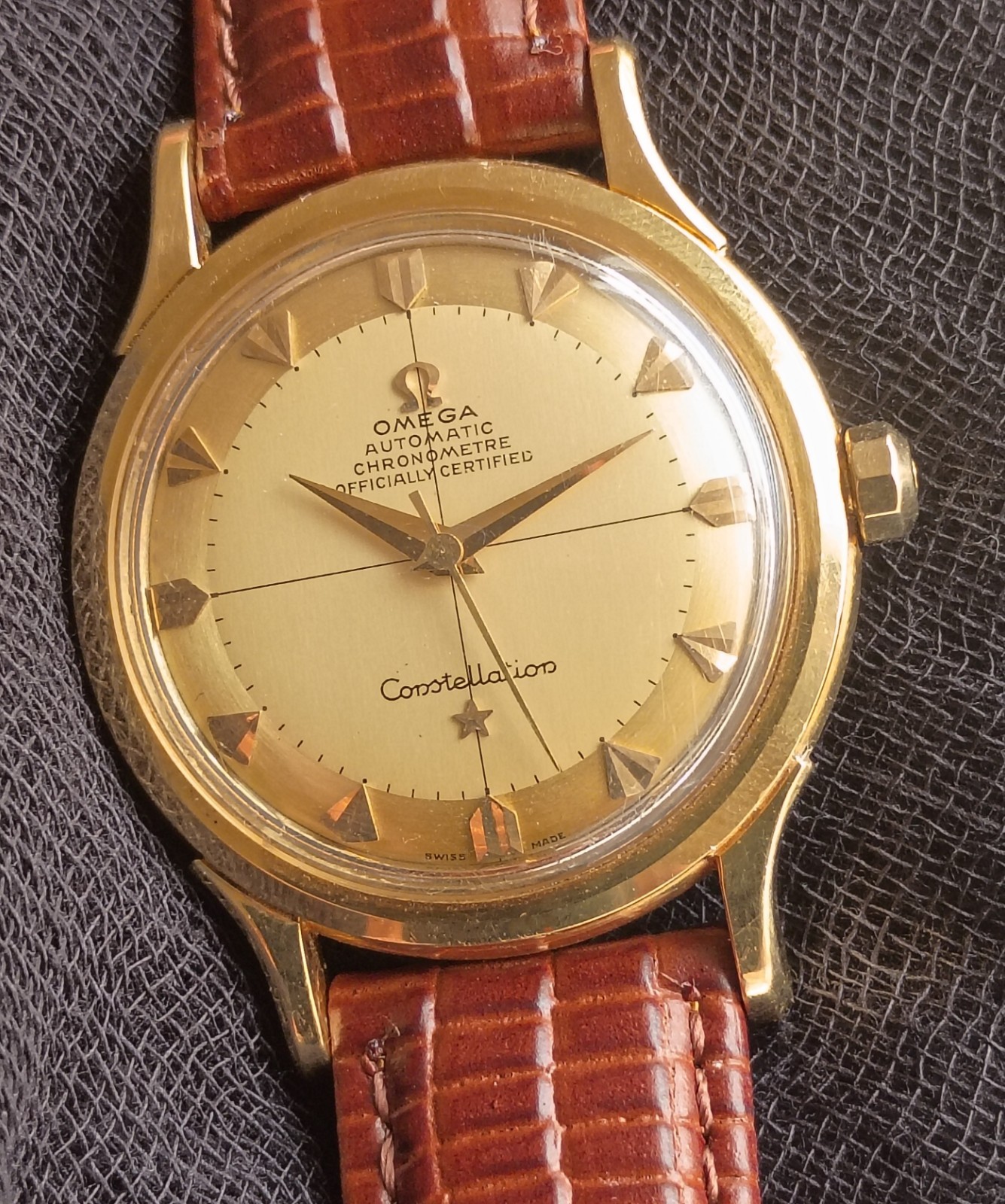 18k Solid Gold OMEGA Constellation Arrow Markers Automatic Vintage Men’s Watch