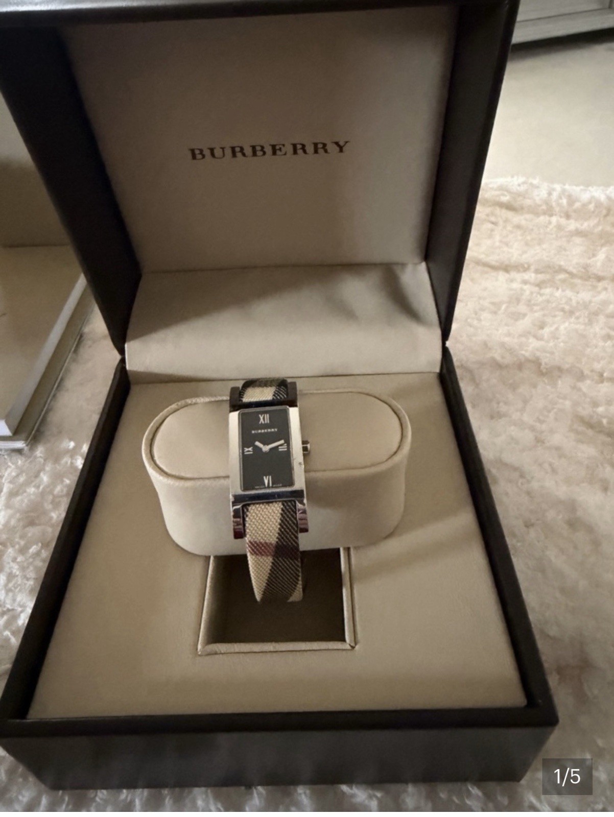 Burberry BU1009 Swiss Made Quartz Rectangle ladies watch with 30m Box