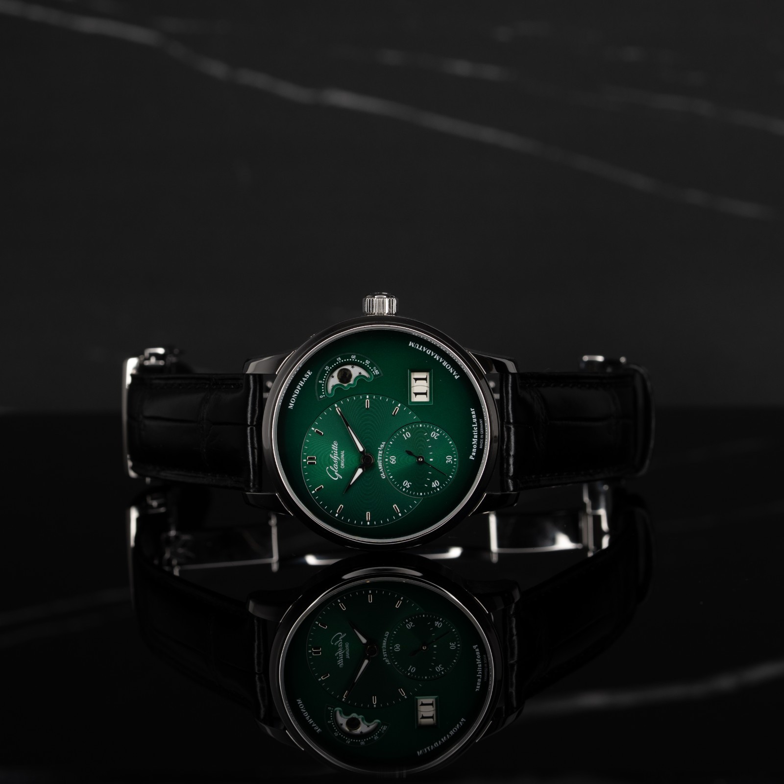 Glashutte Original PanoMaticLunar Green Dial 1-90-02-13-32-62 Full Set