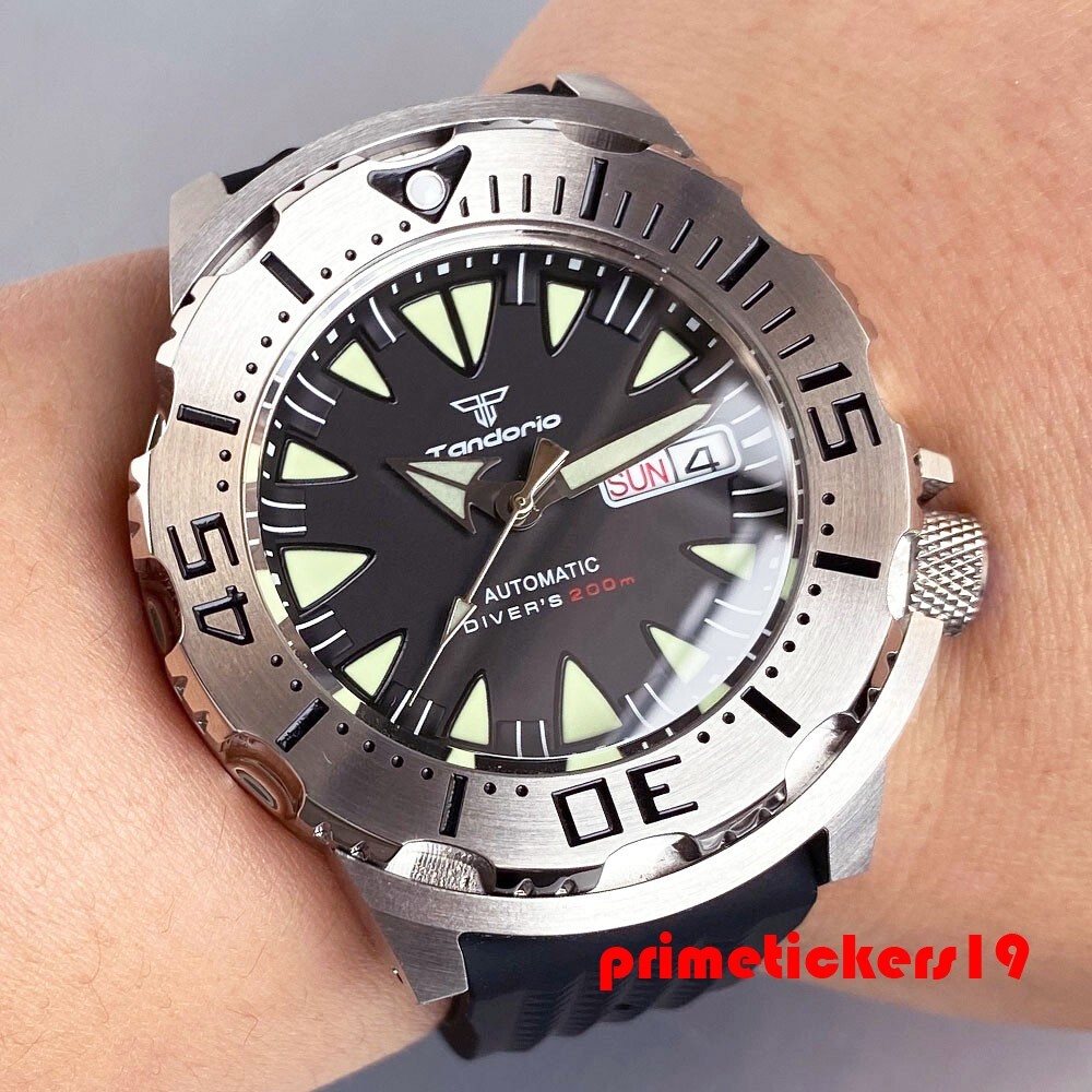 Tandorio Sapphire NH36 42mm Men’s Automatic Monster Watch 20BAR Dive 3.8 Crown