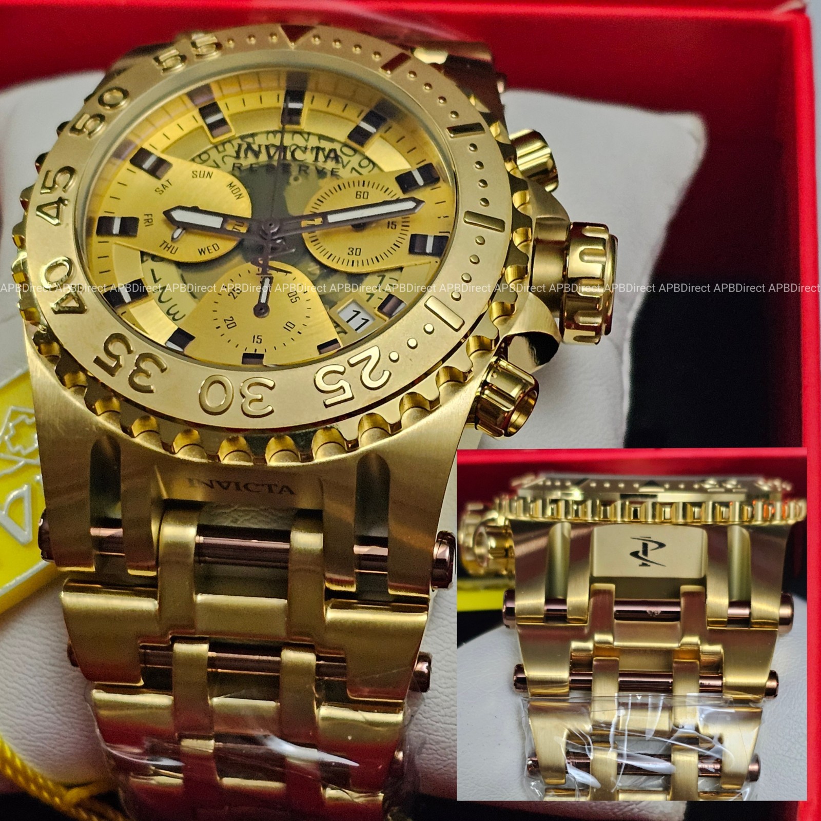 Invicta – Reserve CHAOS Gold LABEL – Swiss Z60 Chrono Gold Plated SS Mens Watch