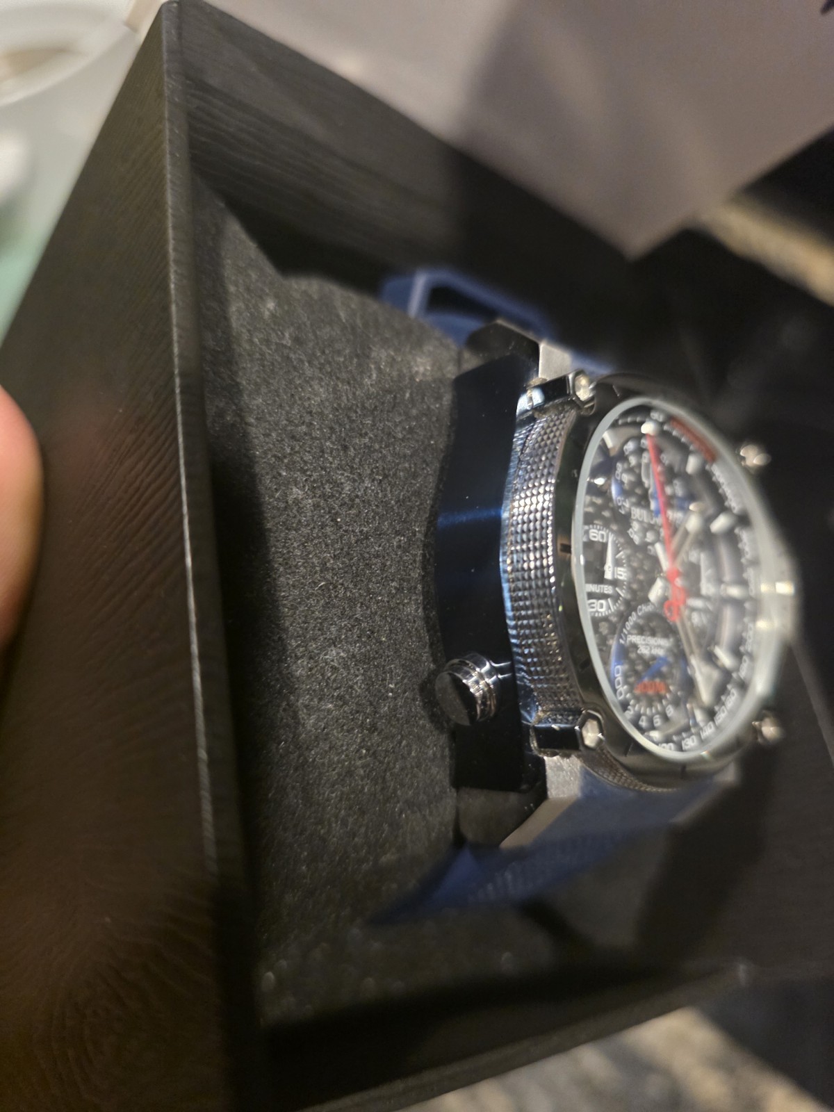 Bulova Precisionist Quartz Chronograph 300m 46mm Blue/Black Dial Date Box
