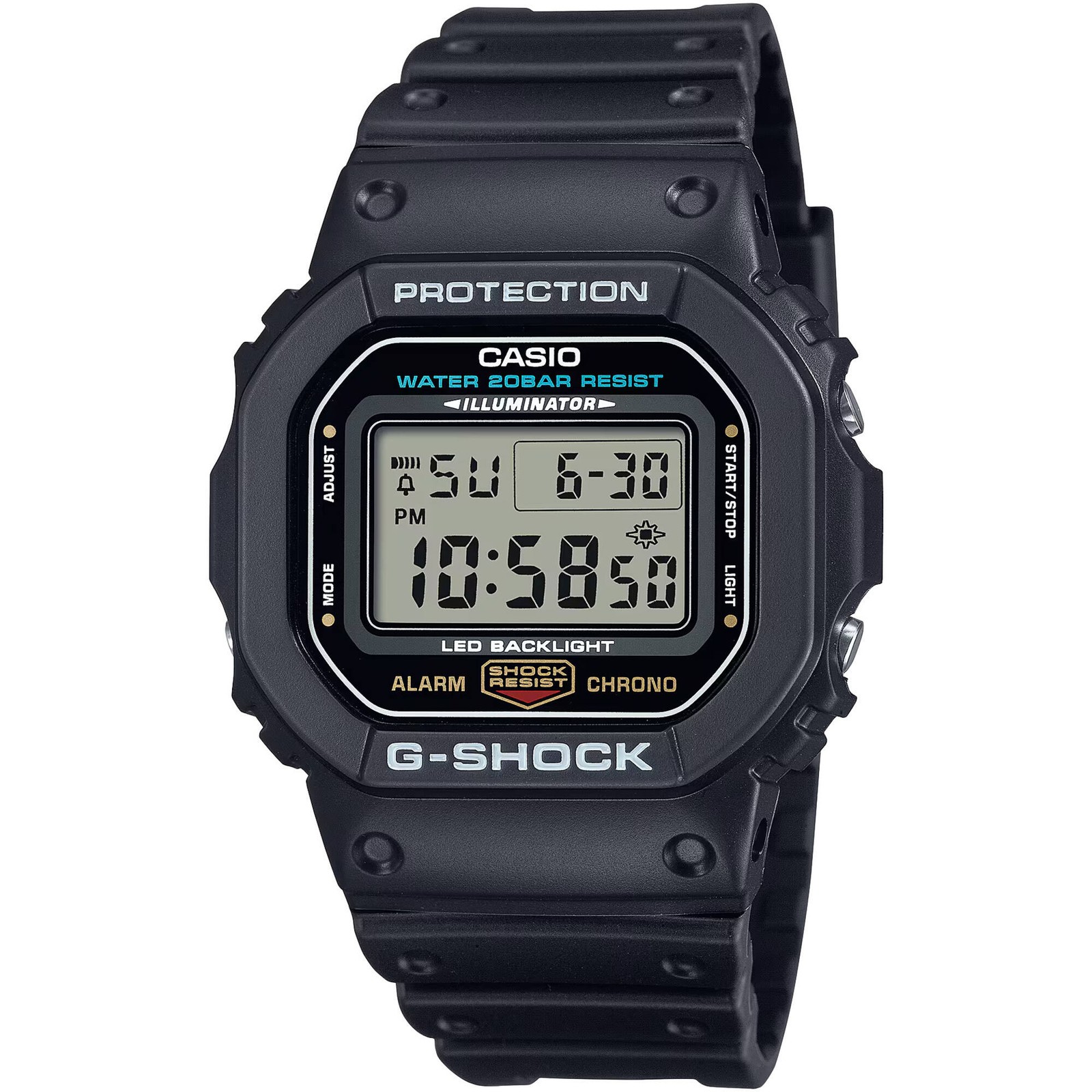 Casio Men’s Watch G-Shock Alarm Grey Digital Dial Black Resin Strap DW5600UE-1
