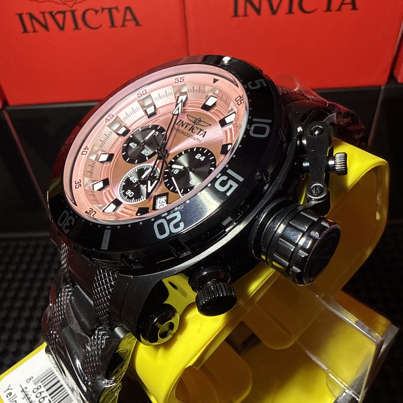 Invicta Coalition Forces Night Hawk Men’s 52mm Chrono Watch Pink & Black (49228)