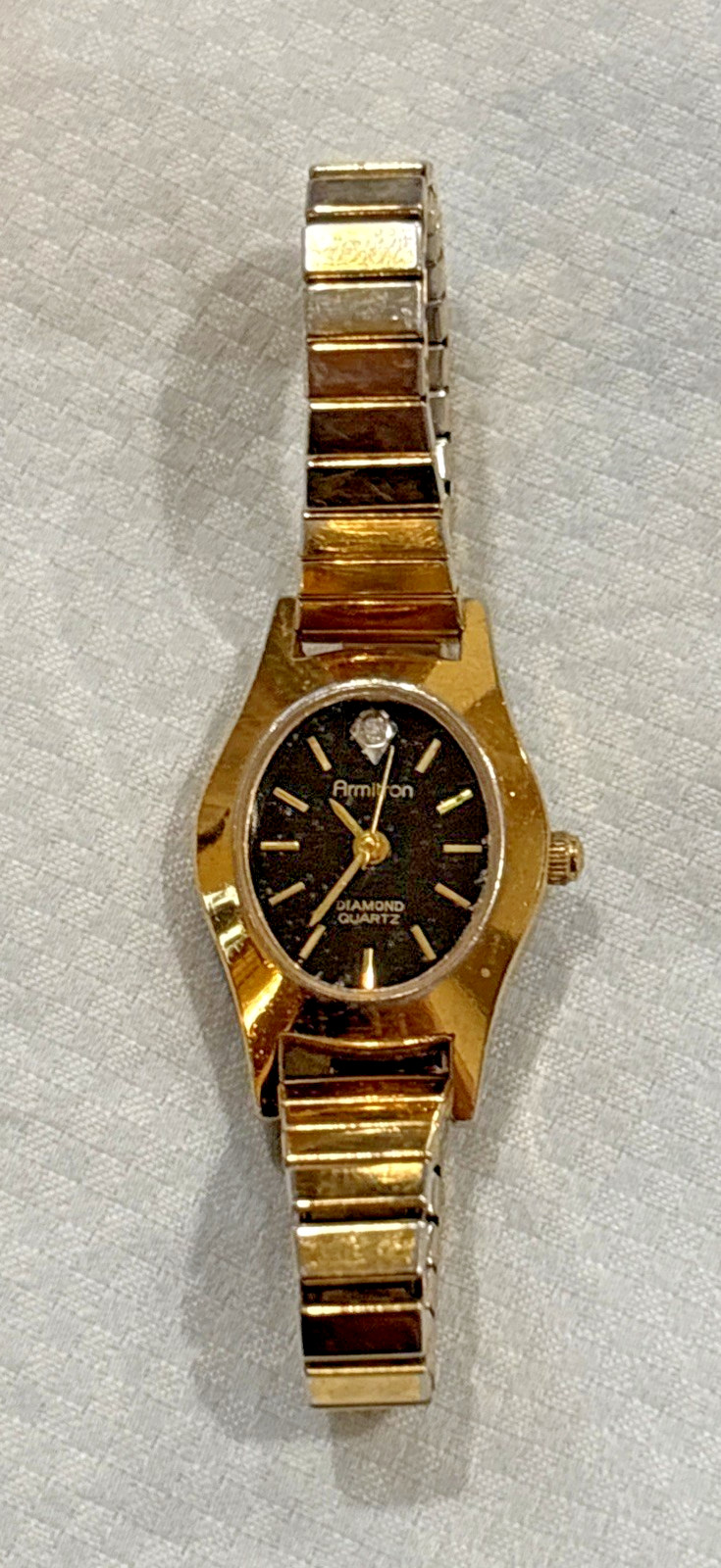 Vintage Ladies ARMITRON Gold Tone Diamond Quartz Watch UNTESTED