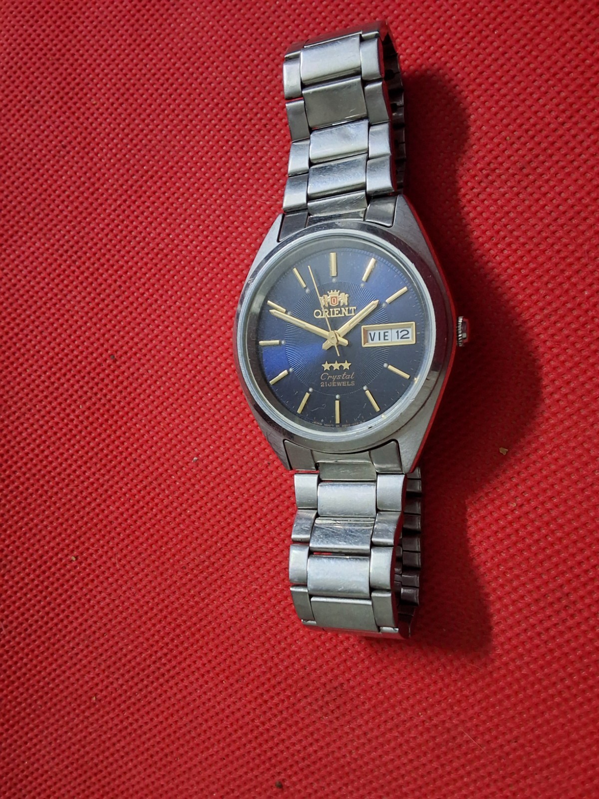 Vintage Orient Crystal Automatic Three Star 21 Jewels Wrist Watch Japan Made.