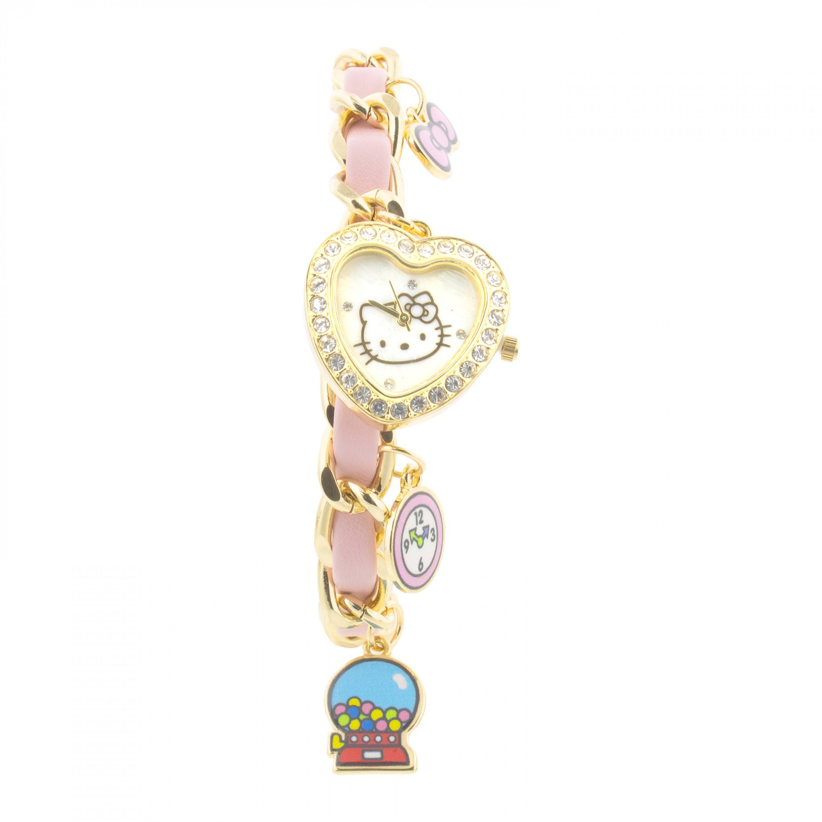Hello Kitty Pink & Gold Charm Bracelet Analog Watch Pink