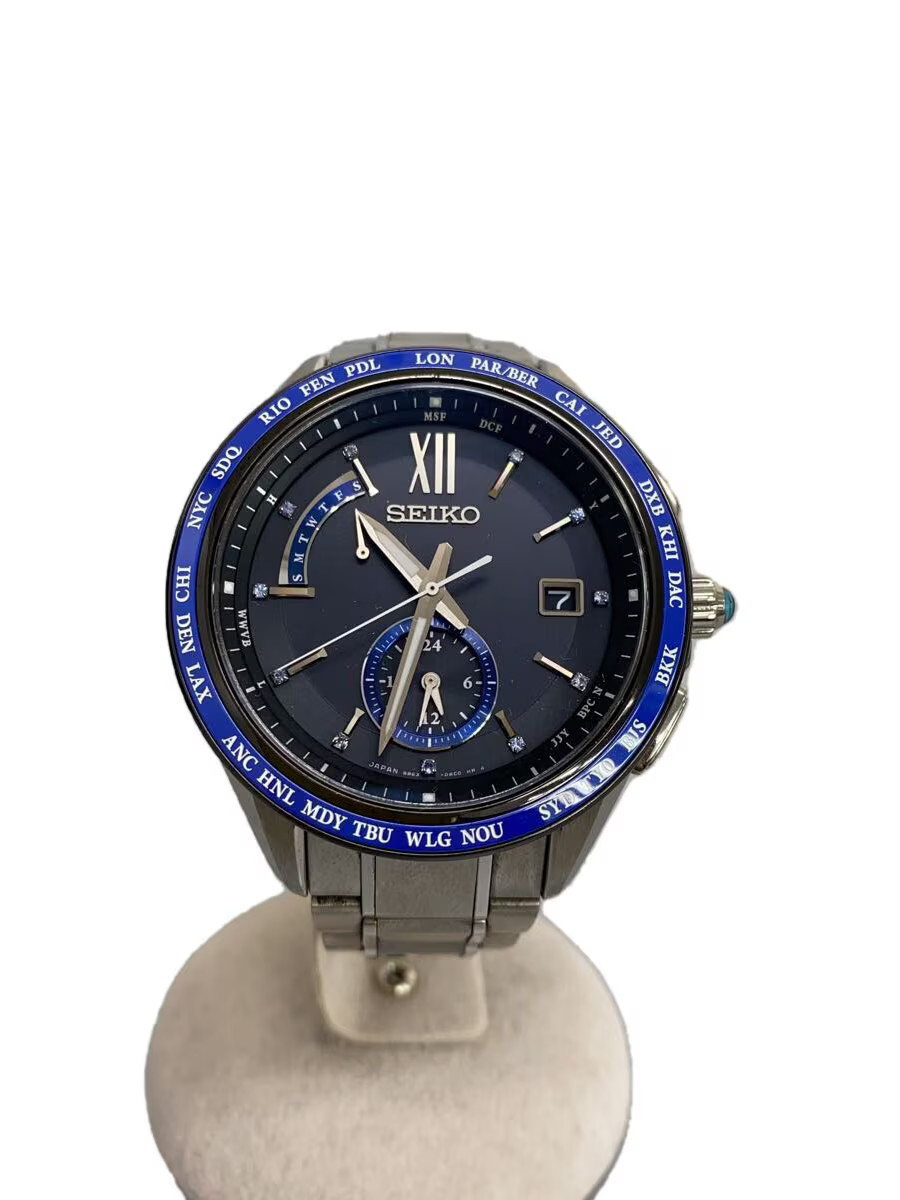 SEIKO Solar Watch Analog BLK SLV DW 9900WC LT