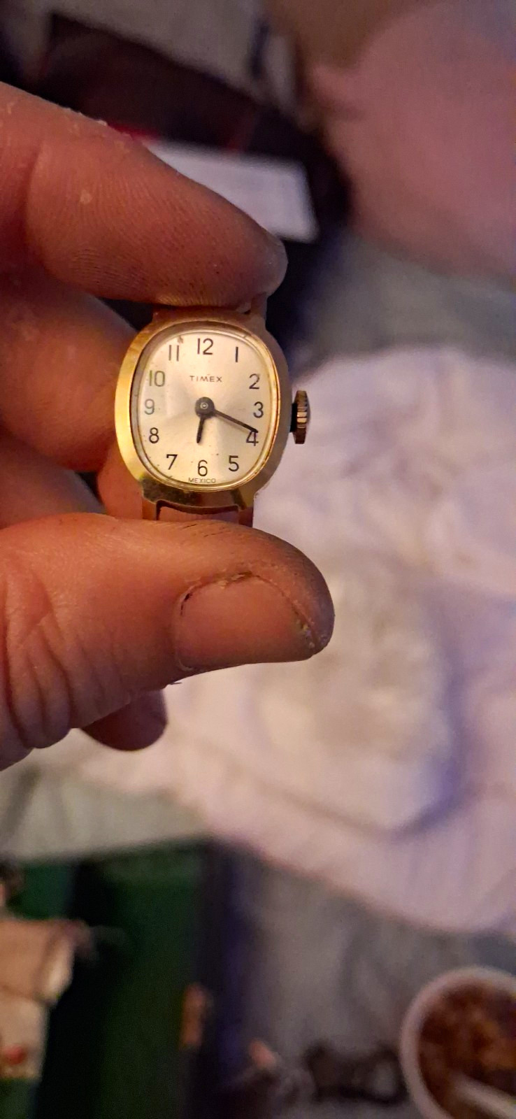 Timex Women’s Oval Gold Case White Dial Arabic Manual Wristwatch Head Only