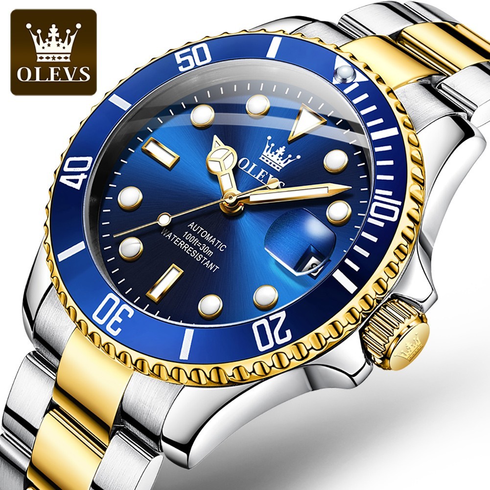 OLEVS Men’s Watch Automatic Mechanical, Stainless Steel Luminous Waterproof Date